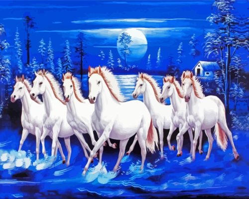 Seven White Horses paint by numbers