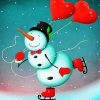 Snowman And Hearts Balloons paint by numbers