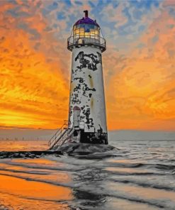 Talacre Beach Lighthouse at Sunset paint by numbers