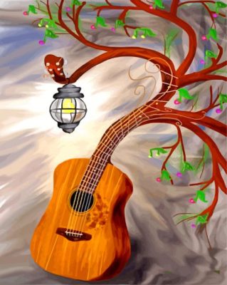 Tree Guitar Art paint by numbers