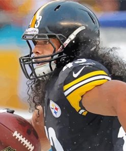 Troy Polamalu player paint by numbers