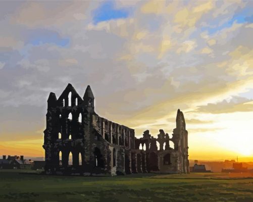 Whitby Abbey north yorkshire buildings paint by numbers