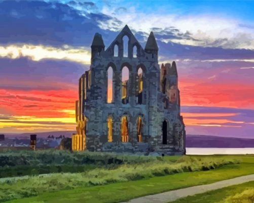 Whitby Abbey north yorkshire paint by number
