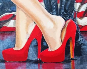 Woman Red Shoes paint by numbers