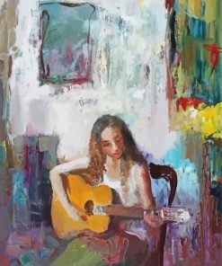 Abstract Guitar Girl paint by numbers