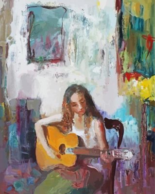 Abstract Guitar Girl paint by numbers