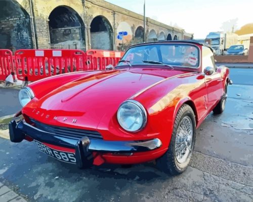 Red 1970 Triumph Spitfire Mk3 paint by numbers