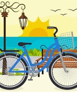 Aesthetic Beach Scene With Bicycle Paint by numbers