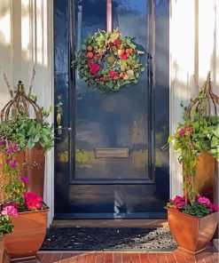 Aesthetic Farmhouse front Porch With Flowers Paint by numbers