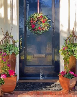 Aesthetic Farmhouse front Porch With Flowers Paint by numbers