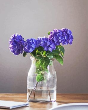 Aesthetic Purple Flowers In A Clear Vase Paint by numbers