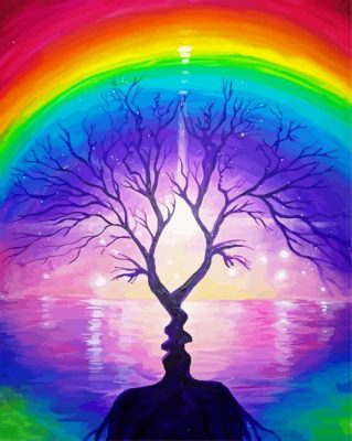 Aesthetic Rainbow Tree paint by numbers
