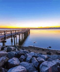 beach Boardwalk in White rock canada paint by number