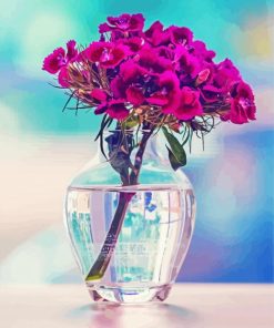 Beautiful Purple Flowers In A Clear Vase Paint by numbers