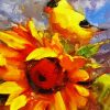 Bird On Sunflower Art paint by numbers