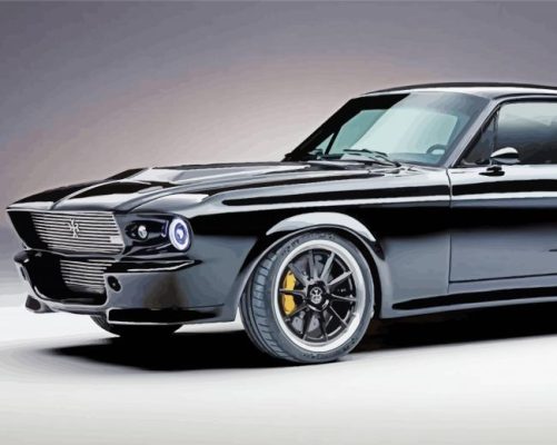 Black 1967 Mustang paint by numbers