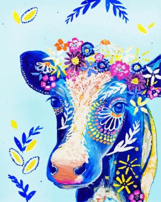 blue mandala cow paint by numbers