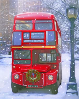 Christmas London Bus paint by numbers