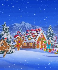 christmas snowy Gingerbread house paint by numbers