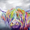 Colorful Highland Cow paint by number