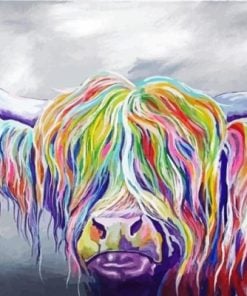 Colorful Highland Cow paint by number
