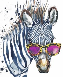 Cute Zebra With Glasses paint by numbers