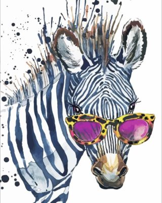 Cute Zebra With Glasses   paint by numbers 