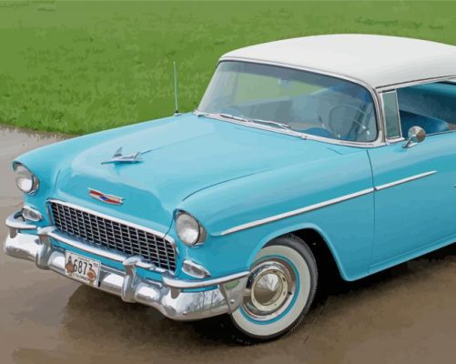 Cyan 1955 Chevy Bel Air paint by numbers