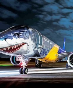 e190 aircraft shark art paint by number