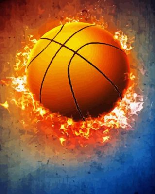 Flaming Basketball paint by number