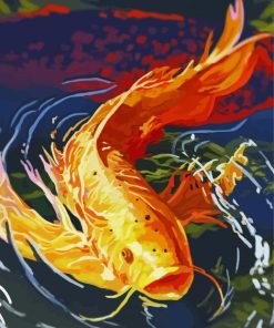 golden koi fish art paint by number