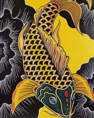golden koi fish paint by numbers