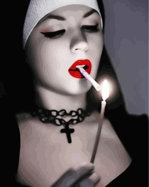 Gothic Woman Smoking paint by numbe