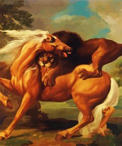 horse attacked by a lion by George Stubbs paint by numbers