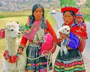 Indigenous Peruvians With Llama paint by numbers