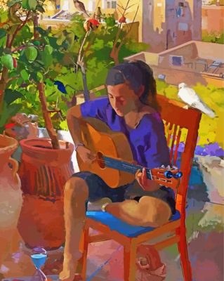 Lonely Guitar Girl paint by numbers