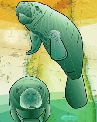 manatees animal arts paint by number