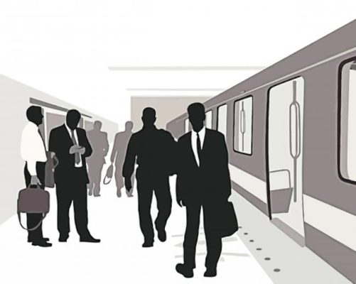 Men Silhouette Train Station paint by numbers