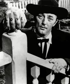 Monochrome Robert Mitchum paint by numbers