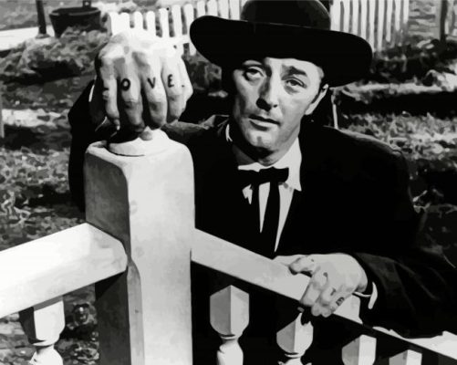 Monochrome Robert Mitchum paint by numbers