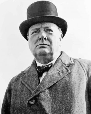 Monochrome Winston Churchill paint by numbers