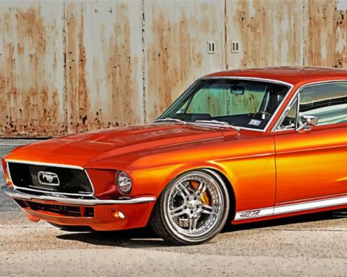 Orange 1967 Mustang paint by numbers