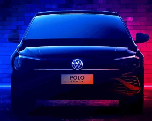 red and blue light volkswagen Polo paint by numbers