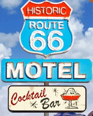 Route 66 Cocktail Motel Paint by numbers
