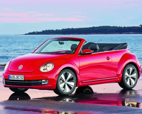 Vw Beetle Convertible By Sea Paint by numbers