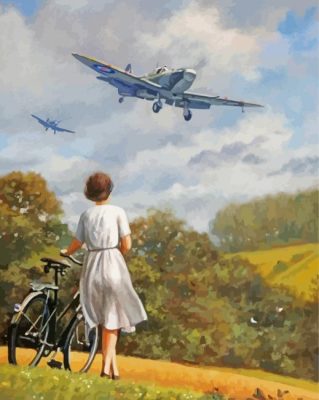 Woman And Airplane Paint by numbers