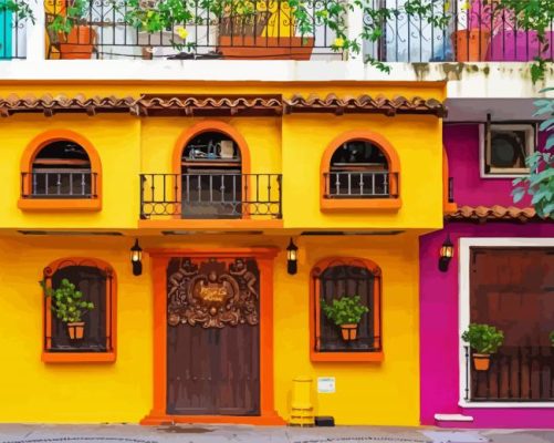 yellow Mexican house paint by number