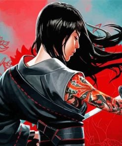 Chinese Girl Red Tattoos Paint by numbers