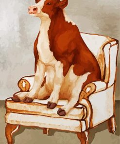Cow sitting on a sofa paint by numbers