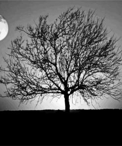 Dark Tree With Moon paint by numbers